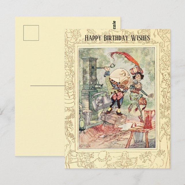 Carte Postale Joyeux anniversaire Humpty Classic Nursery Rhymes (Devant / Derrière)