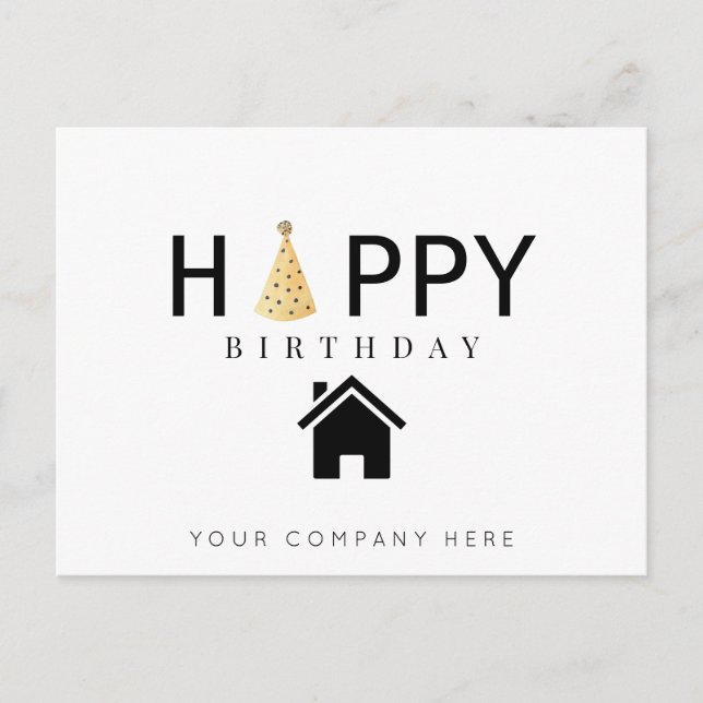 Carte Postale Joyeux Anniversaire Immobilier Professionnel (Devant)