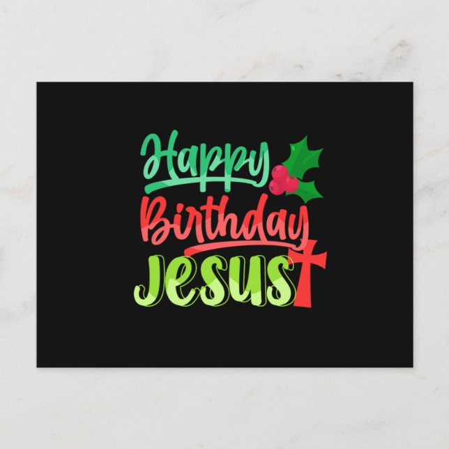 Carte Postale Joyeux Anniversaire Jésus Cadeau de Noël Xmas (Devant)