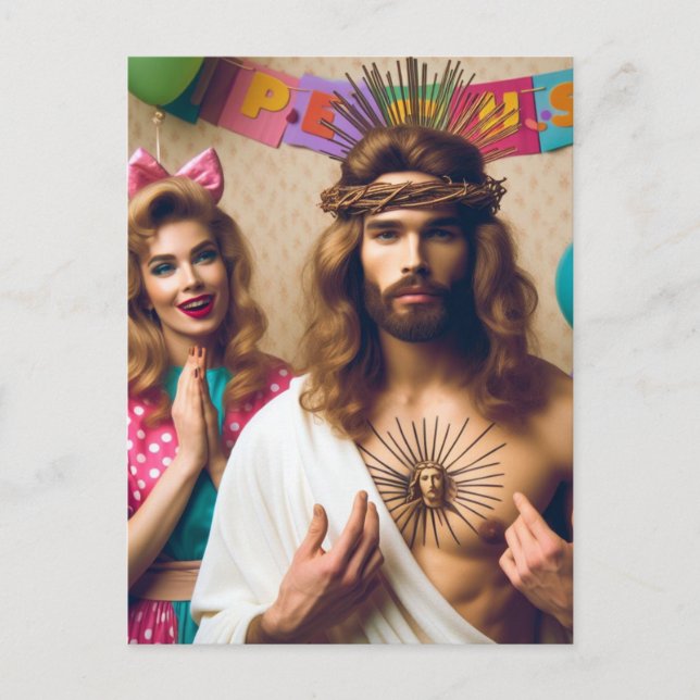 Carte Postale Joyeux Anniversaire Jésus Coloré (Devant)