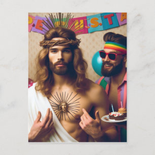 Carte Postale Joyeux Anniversaire Jésus Coloré et Drôle