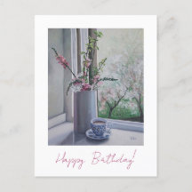 Joyeux anniversaire joli rose fleurs printanières 