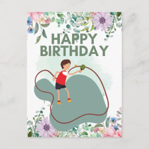 Carte Postale Joyeux Anniversaire Joueur de Tennis de Table Ping