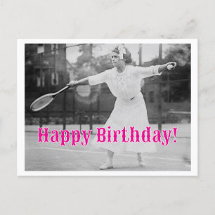 Carte Postale Joyeux Anniversaire Joueuse de Tennis Vintage Femm