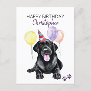 Carte Postale Joyeux Anniversaire Labrador Noir Personnalisé