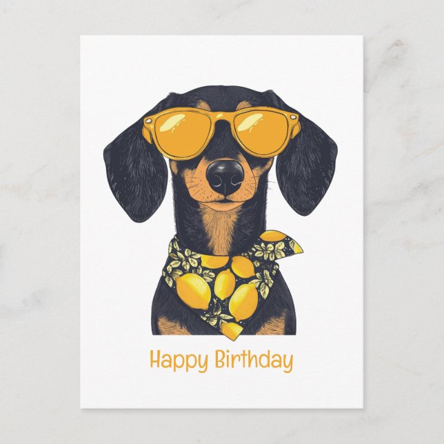 Carte Postale Joyeux Anniversaire Lunettes de soleil de chien de (Devant)