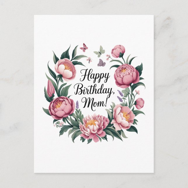 Carte Postale Joyeux Anniversaire Maman Composition Florale  (Devant)