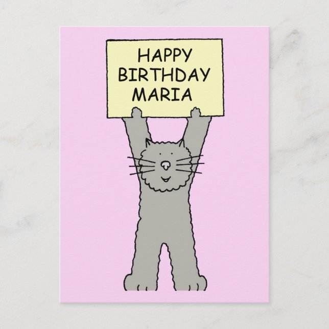 Carte Postale Joyeux anniversaire Maria Cartoon Chat (Devant)