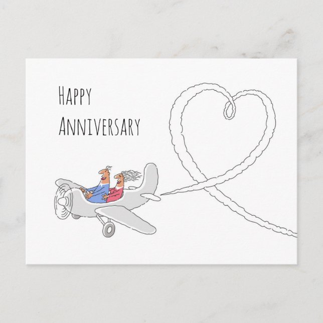 Carte Postale Joyeux anniversaire Mariage Coeur Marié Couple (Devant)