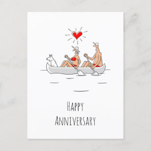 Carte Postale Joyeux anniversaire Mariage marié canot couple mar