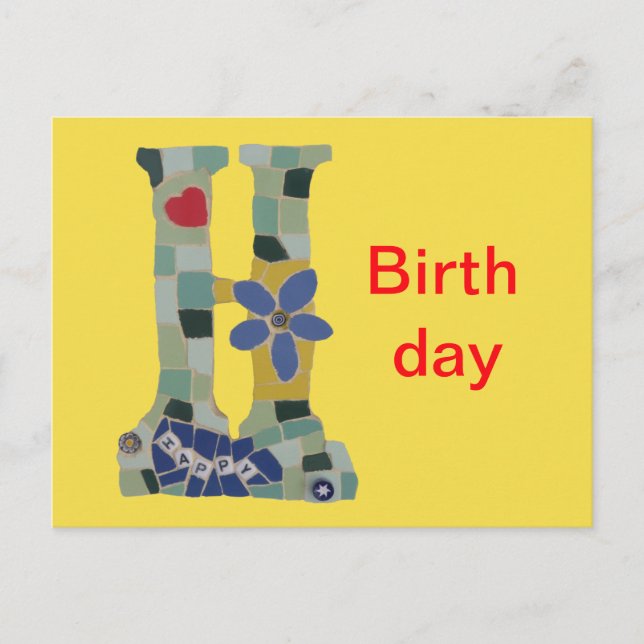 Carte Postale Joyeux Anniversaire Mosaïque Horizontal Cust. Cart (Devant)