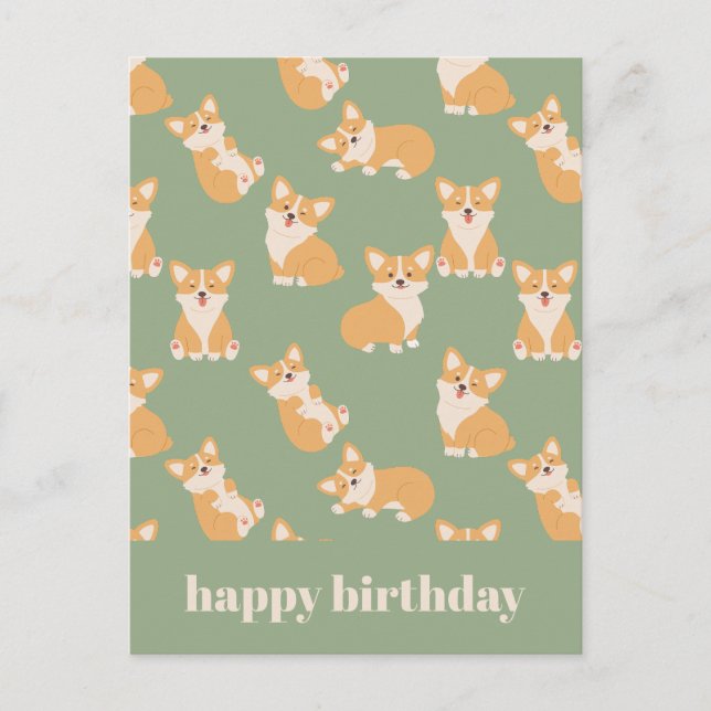 Carte Postale Joyeux Anniversaire Motif De Corgi Mignon pour Ama (Devant)