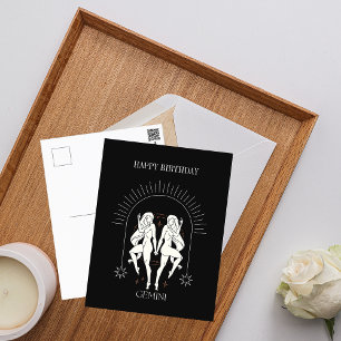 Carte Postale Joyeux anniversaire Mystic Gemini Zodiac Horoscope