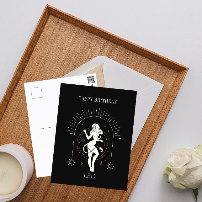 Carte Postale Joyeux Anniversaire Mystique Lion Horoscope Zodiaq (Happy Birthday Mystic Leo Zodiac Horoscope Postcard)