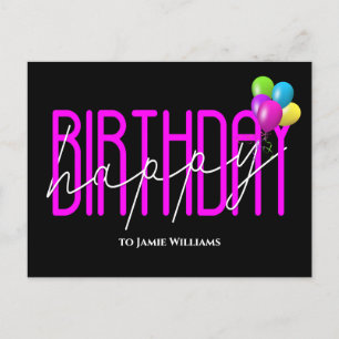 Carte Postale Joyeux Anniversaire Neon invitation