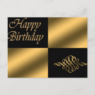 Carte Postale Joyeux anniversaire Noir et Or