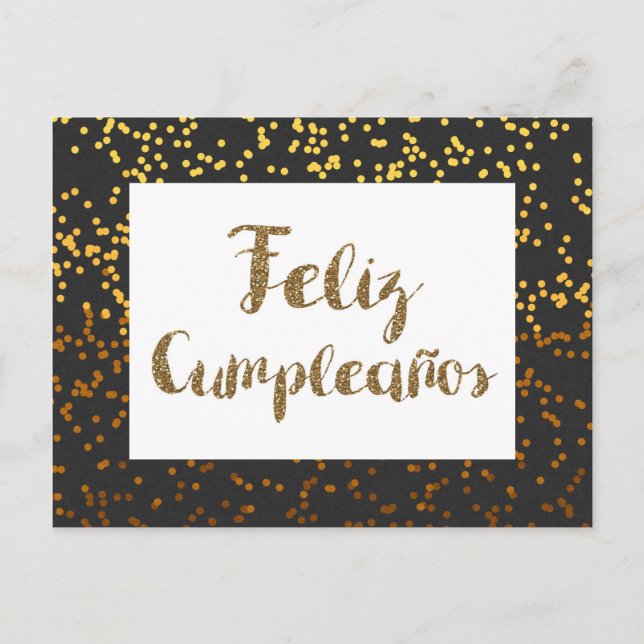 Carte Postale Joyeux anniversaire noir et or (Devant)
