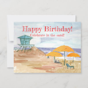 Carte Postale Joyeux Anniversaire Océan Célébrez Dans Le Sable