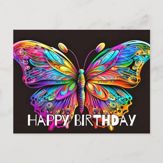 Carte Postale Joyeux Anniversaire Papillon Artistique (Devant)