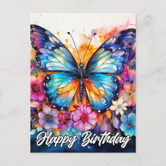 Carte Postale Joyeux Anniversaire | Papillon Coloré Magnifique