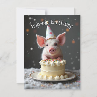 Carte Postale Joyeux anniversaire petit cochon