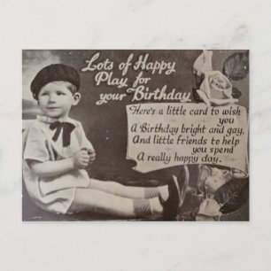 Carte Postale Joyeux anniversaire petit garçon Vintage noir et b