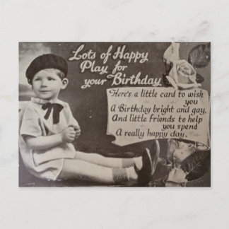 Carte Postale Joyeux Anniversaire petit Garçon Vintage Noir et B