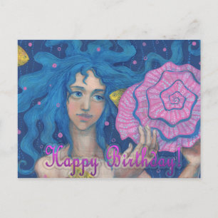 Carte Postale "Joyeux Anniversaire" petite Sirène fantaisie sous