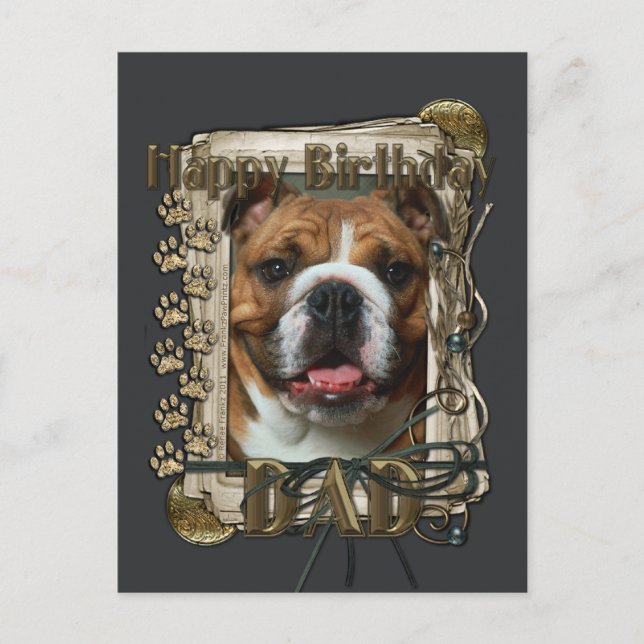 Carte Postale Joyeux Anniversaire - Pierres de pierre - Bulldog (Devant)