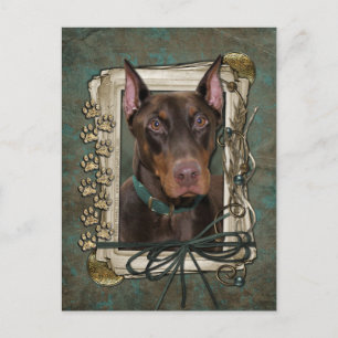 Carte Postale Joyeux Anniversaire - Pierres de pierre - Doberman