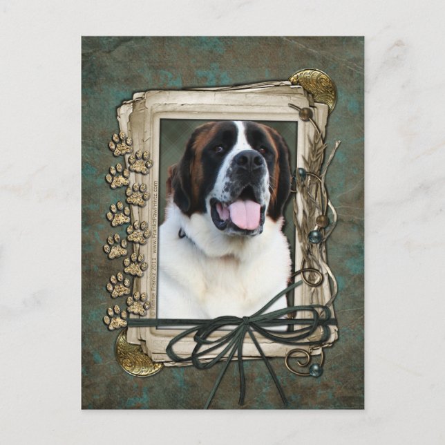 Carte Postale Joyeux Anniversaire - Pierres - St Bernard - Mae (Devant)