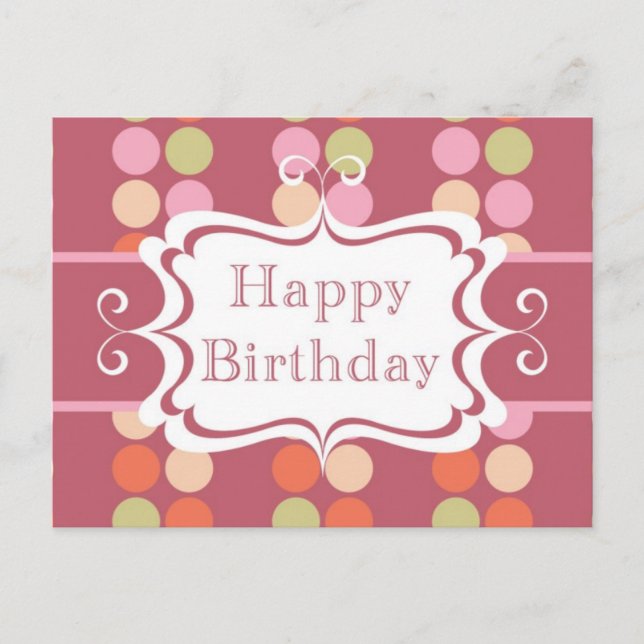 Carte Postale Joyeux anniversaire (poka dots) (Devant)