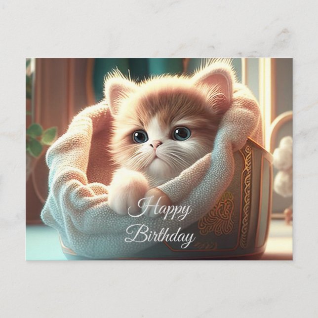 Carte Postale Joyeux anniversaire pour Amoureux de les chats - C (Devant)
