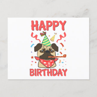 Carte Postale Joyeux Anniversaire Pug Bulldog