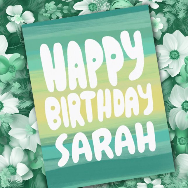 Carte Postale JOYEUX ANNIVERSAIRE Rayures aquarelles colorées PE (CUSTOM birthday card! Add your name or text to this colorful postcard.)