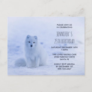 Carte Postale Joyeux Anniversaire Renard Arctique Mignon sur la 