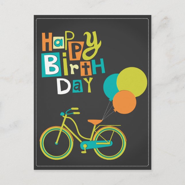 Carte Postale Joyeux anniversaire Retro (Devant)