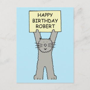 Carte Postale Joyeux anniversaire Robert Cartoon Chat