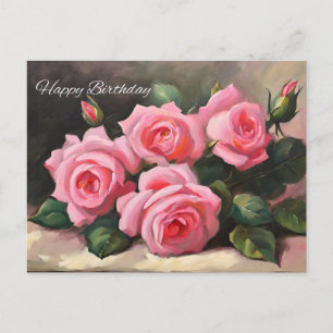 Carte Postale Joyeux Anniversaire Roses roses roses