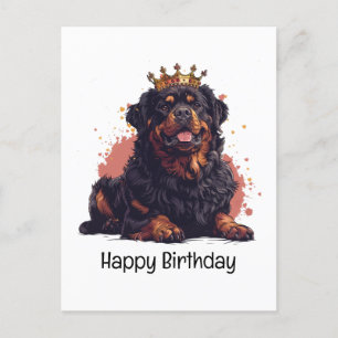 Carte Postale Joyeux anniversaire Royal Rottweiler Chien Reine C
