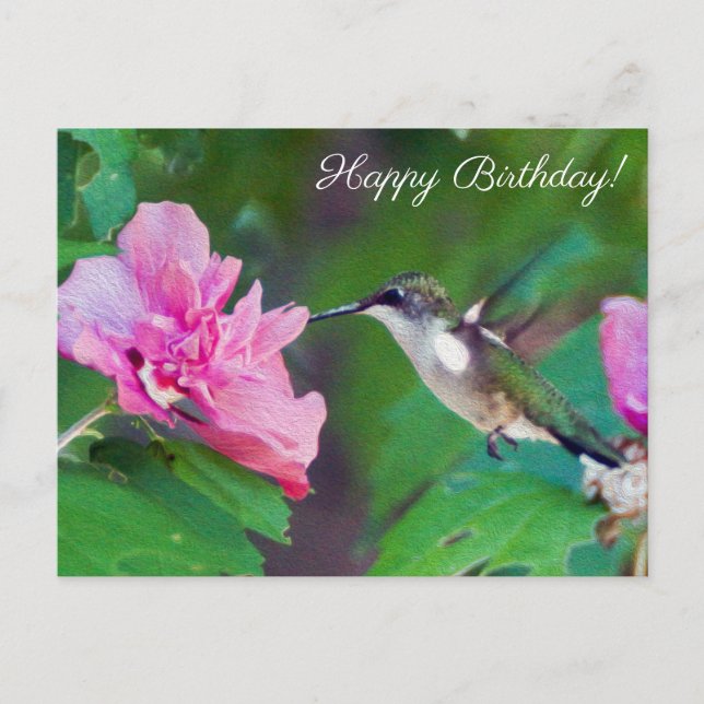 Carte postale Joyeux Anniversaire Ruby Throated Hu (Devant)