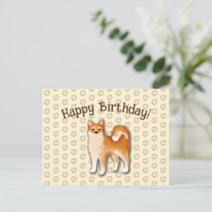 Carte Postale Joyeux anniversaire Shiba Inu chien illustration