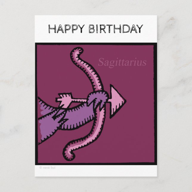 Carte Postale Joyeux Anniversaire SIGNE Zodiaque Sagittarius Car (Devant)
