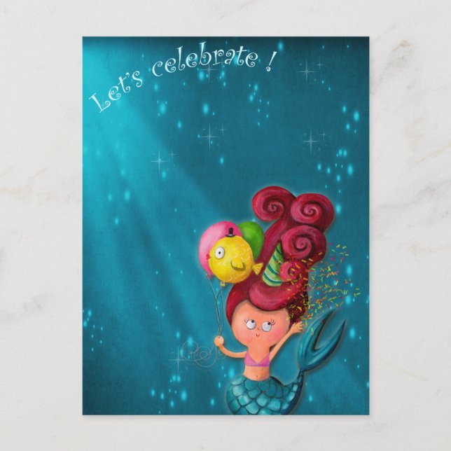 Carte Postale Joyeux Anniversaire Sirène (Devant)