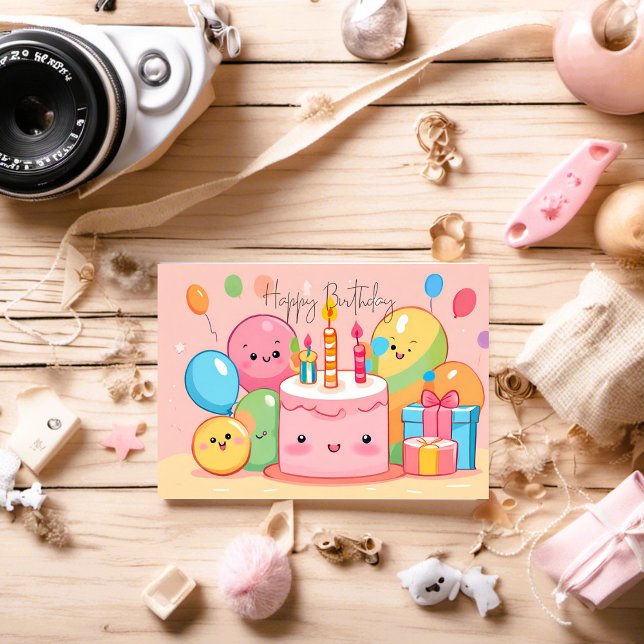 Carte Postale Joyeux Anniversaire So Kawaii ... ✿°•∘ɷ∘•°✿ .. (Happy Birthday Postkarte Kawaii)