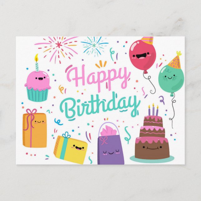 Carte Postale Joyeux anniversaire souriant (Devant)