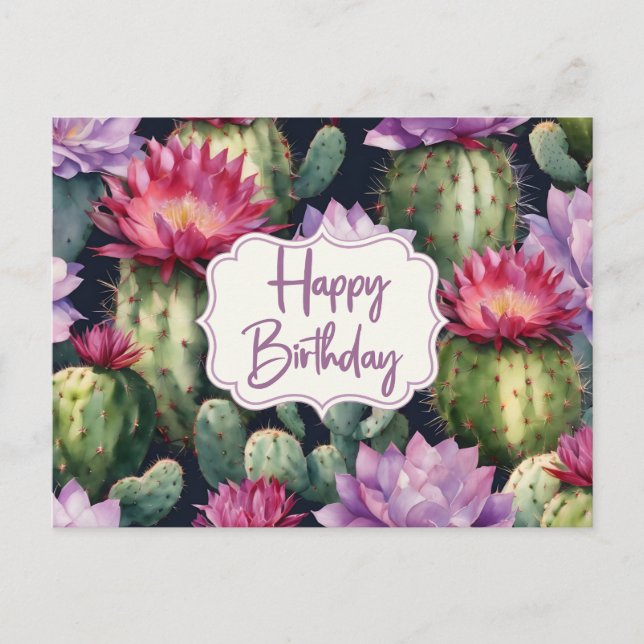 Carte Postale Joyeux Anniversaire Succulent Plantes, Fleurs de C (Devant)