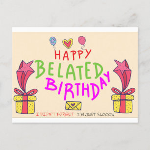 Carte Postale joyeux anniversaire tardif