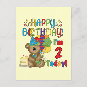 Carte Postale Joyeux anniversaire Teddy Bear 2e anniversaire