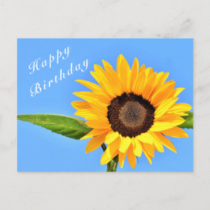 Carte Postale Joyeux anniversaire - Tournesol Jaune sur Ciel Ble
